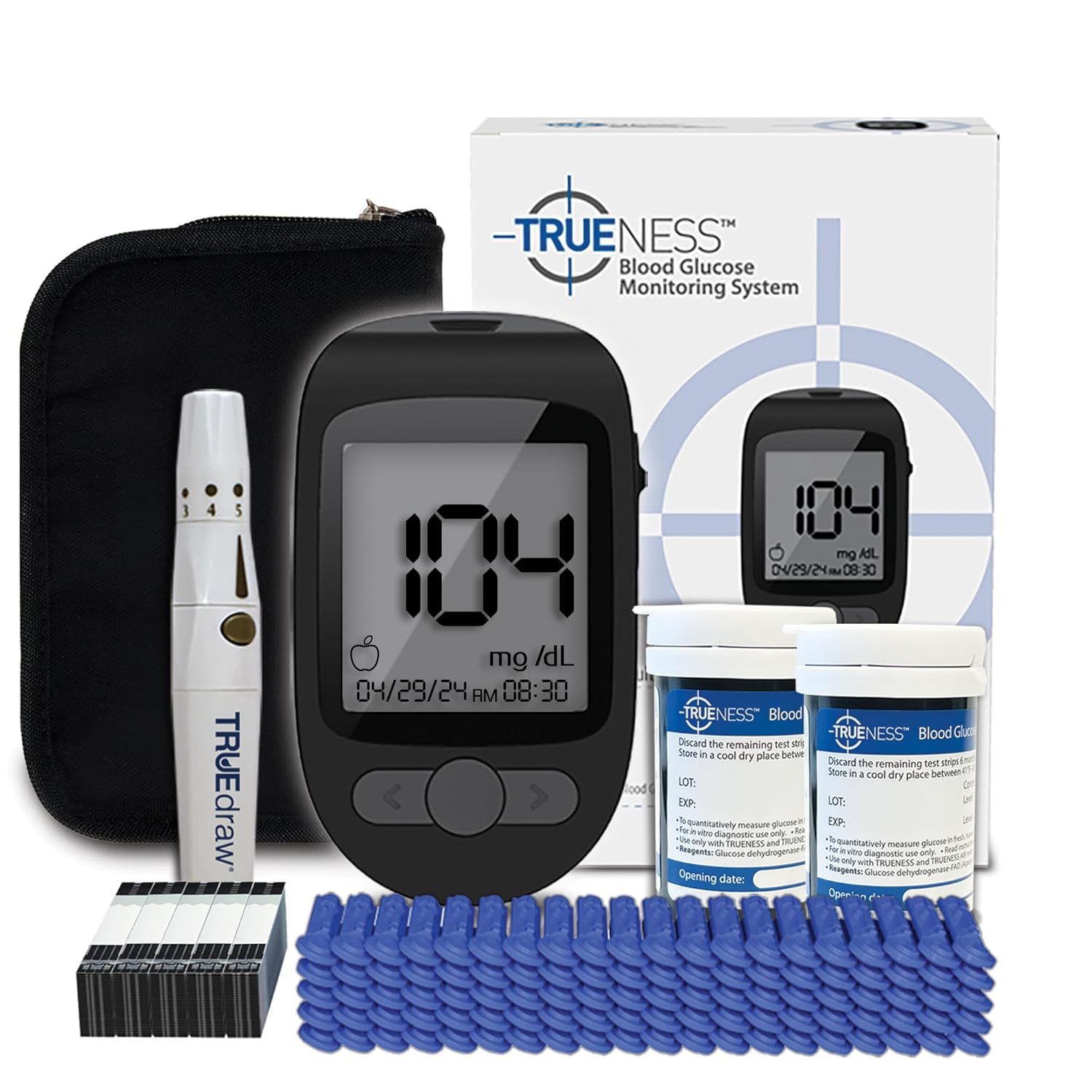 digital-trueness-meter-kit-with-100-strips-100-lancets-and-lancing-device---blood-glucose-testing-essentials-1
