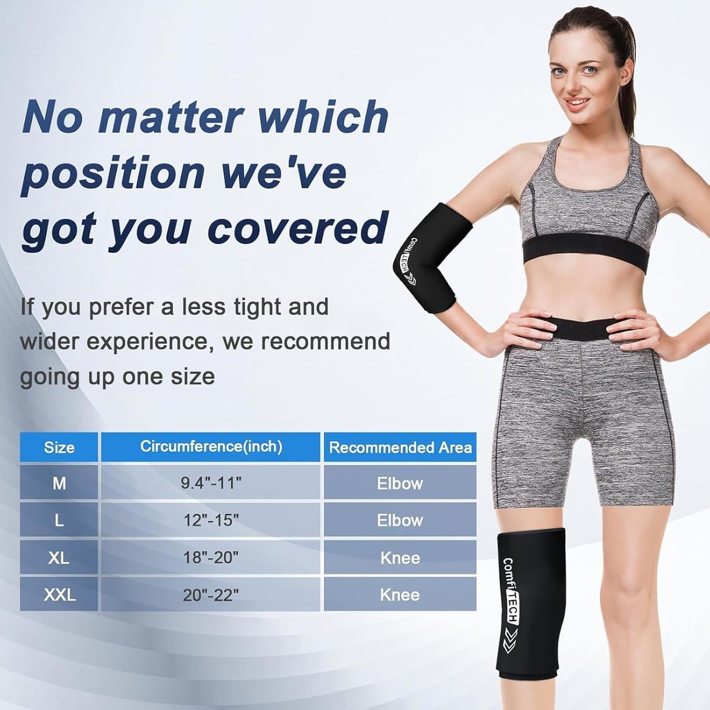 Large Comfitech Elbow Ice Pack Wrap with Tennis Golfers Sleeve for Arm and Calf - Comfortable and Effective Relief - Espot.com.au