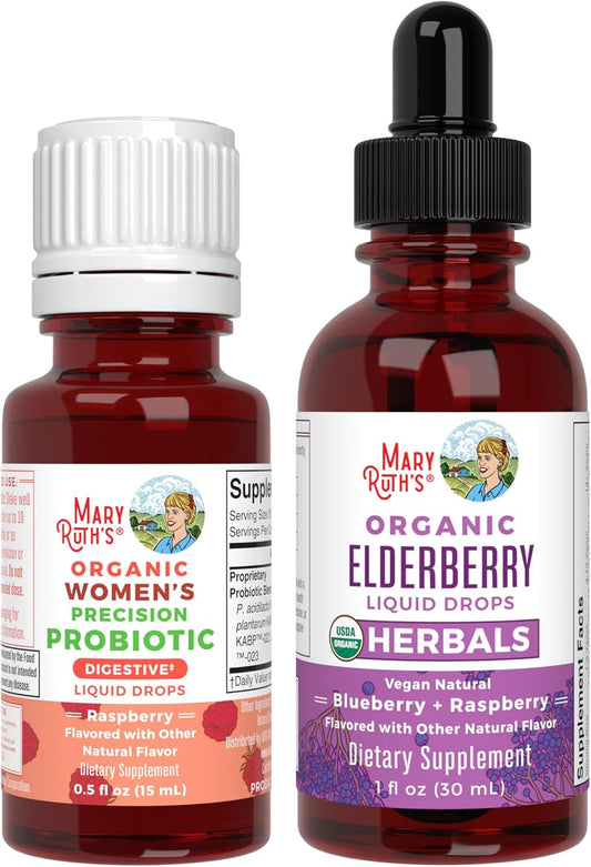 Organic Precision Probiotic & Elderberry Drops for Women - Raspberry & Blueberry | USDA Certified | Supports Gut Health, Immunity, Wellness | Vegan & Non-GMO - Espot.com.au