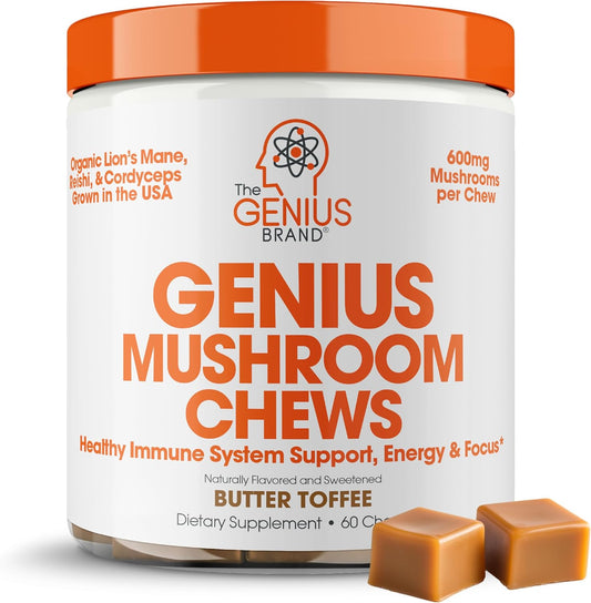 genius-mushroom-soft-chews---lions-mane-cordyceps-reishi-complex-for-energy-focus-brain-health-and-immune-support---nootropic-chew-butter-toffee-flavor-1