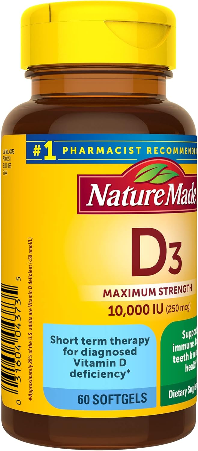 Maximum Strength Vitamin D3 10000 IU Softgels for Bone, Teeth, Muscle, and Immune Health - 60 Day Supply - Espot.com.au