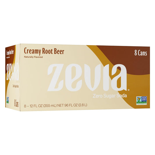 zevia-creamy-root-beer-zero-sugar-soda-12-oz-cans-8-pack---naturally-sweetened-zero-calorie-non-gmo---gluten-free-vegan---zevia-soda-1