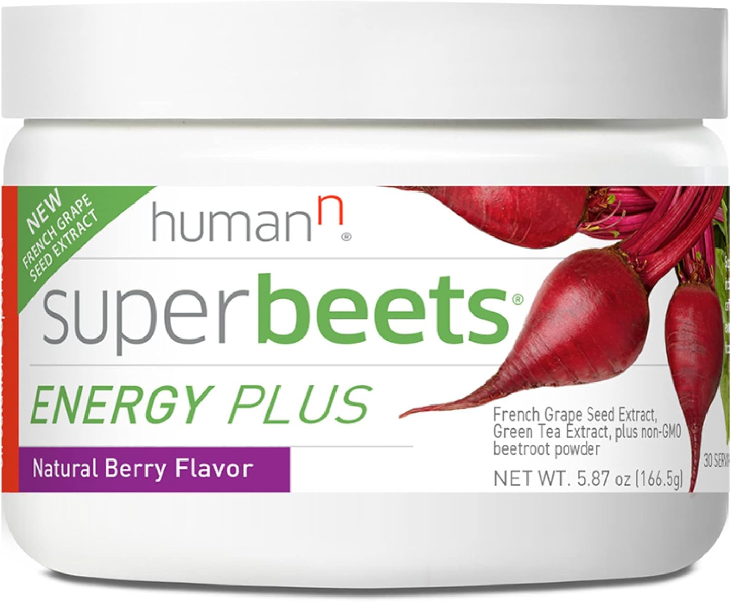 SuperBeets Energy Plus with Grape Seed Extract - Beet Root Powder, Green Tea Extract, Caffeine, Vitamin C - Non-GMO - 5.87oz - Boost Energy Naturally - Espot.com.au
