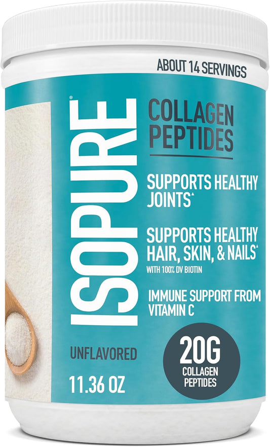 Lactose and Gluten Free Isopure Collagen Peptides Powder with Vitamin C - Unflavored, 20g Per Serving - 11.36 Oz, 14 Servings - Espot.com.au