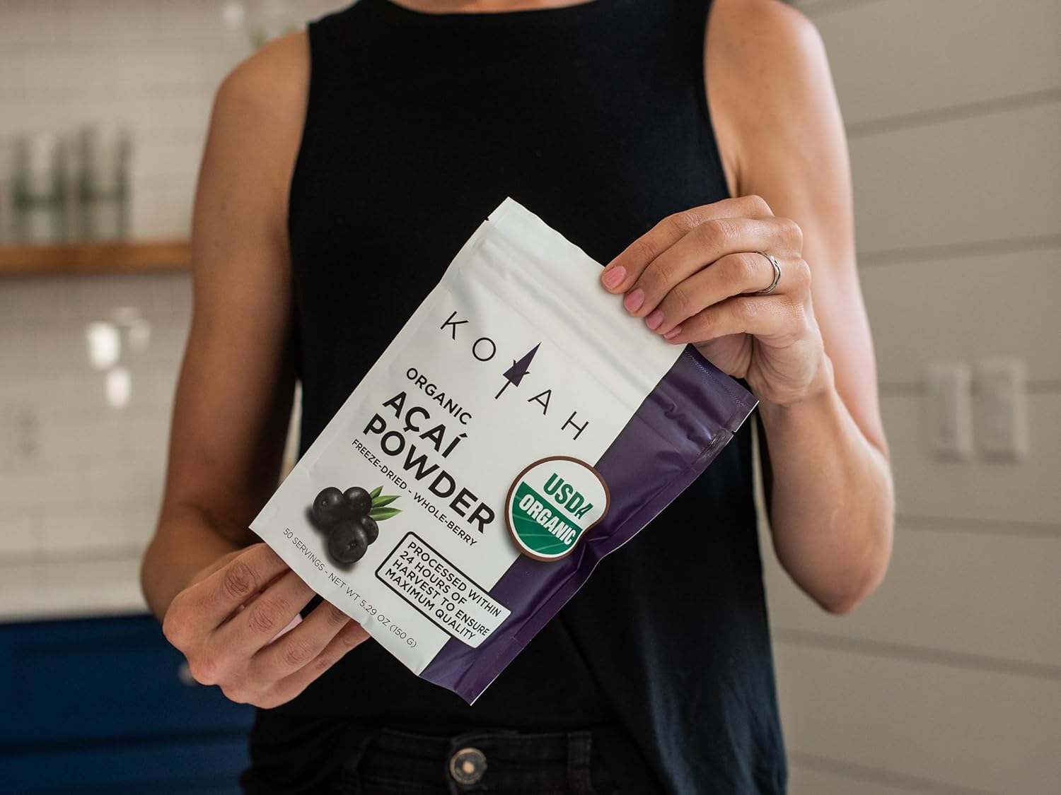 Organic Freeze-Dried Acai Powder from Brazil - 150g (50 Servings) - 100% Pure, No Citric Acid - Ideal for Smoothies & Bowls - Espot.com.au