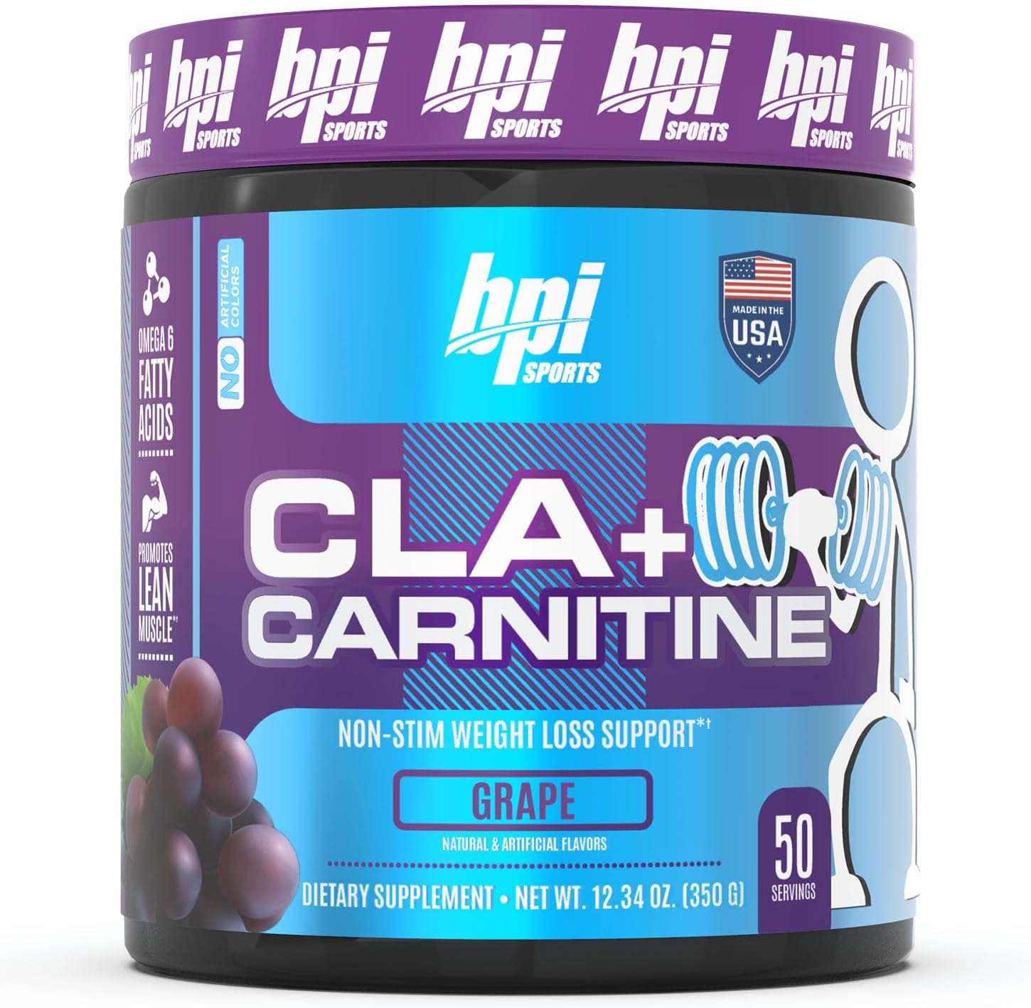 bpi-sports-cla-carnitine-for-lean-muscle-performance---conjugated-linoleic-acid-supplement-for-men-women---grape-flavor---50-servings-1234-oz-1