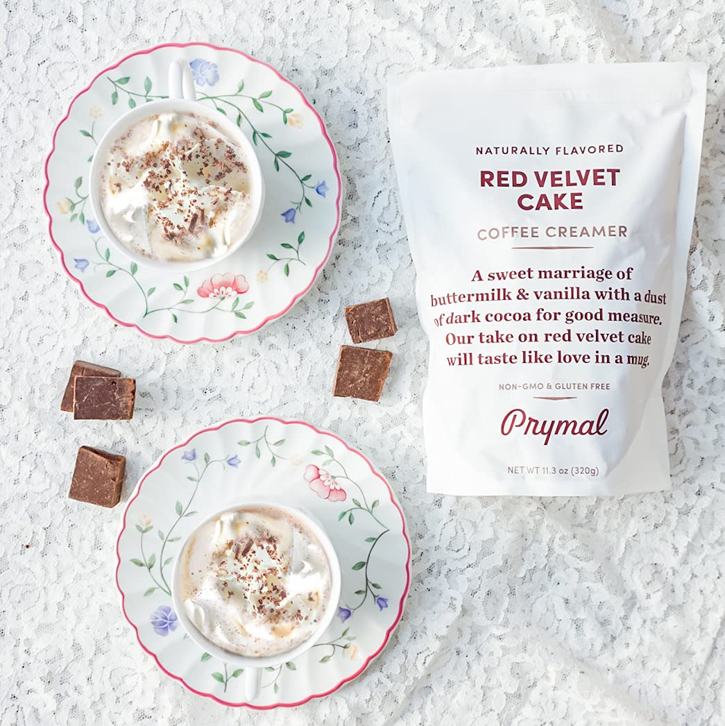 PRYMAL Red Velvet Cake Coffee Creamer - Non Dairy, Sugar Free, Keto-friendly Powder with MCT - 11.3oz Bag - Espot.com.au