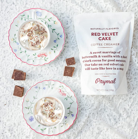 PRYMAL Red Velvet Cake Coffee Creamer - Non Dairy, Sugar Free, Keto-friendly Powder with MCT - 11.3oz Bag - Espot.com.au