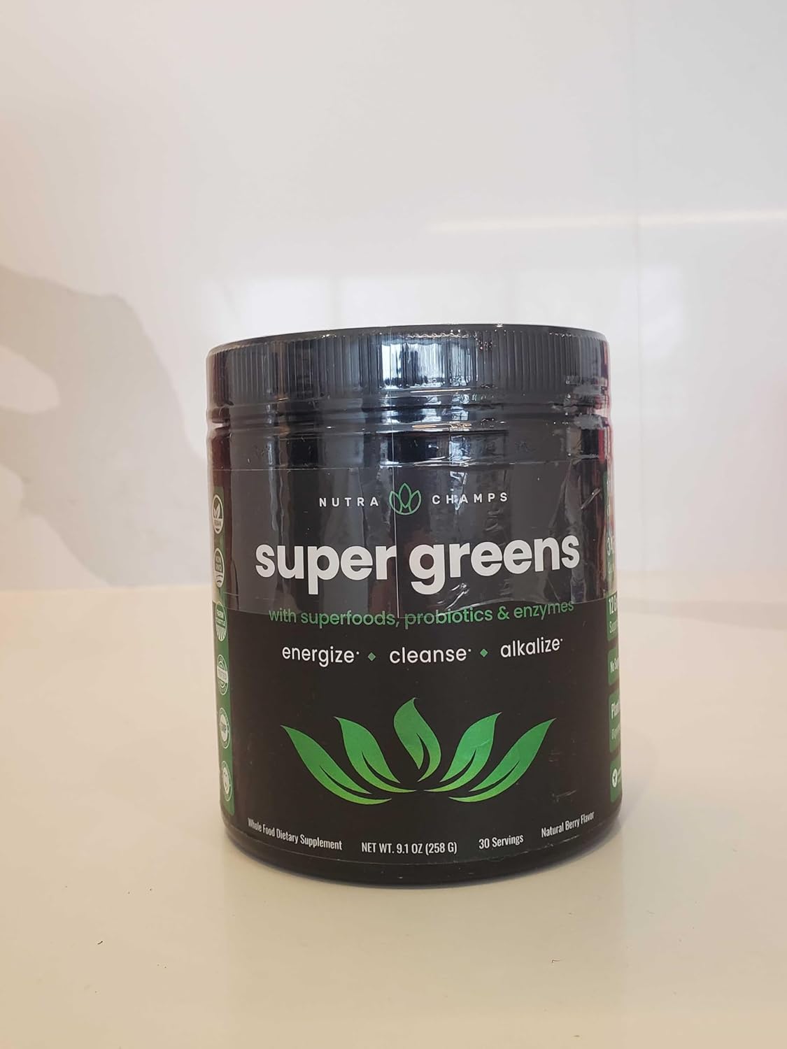 organic-super-greens-powder-with-20-green-veggie-foods---wheat-grass-spirulina-chlorella---antioxidant-digestive-enzyme-probiotic-blends---90-oz-berry-flavor-5
