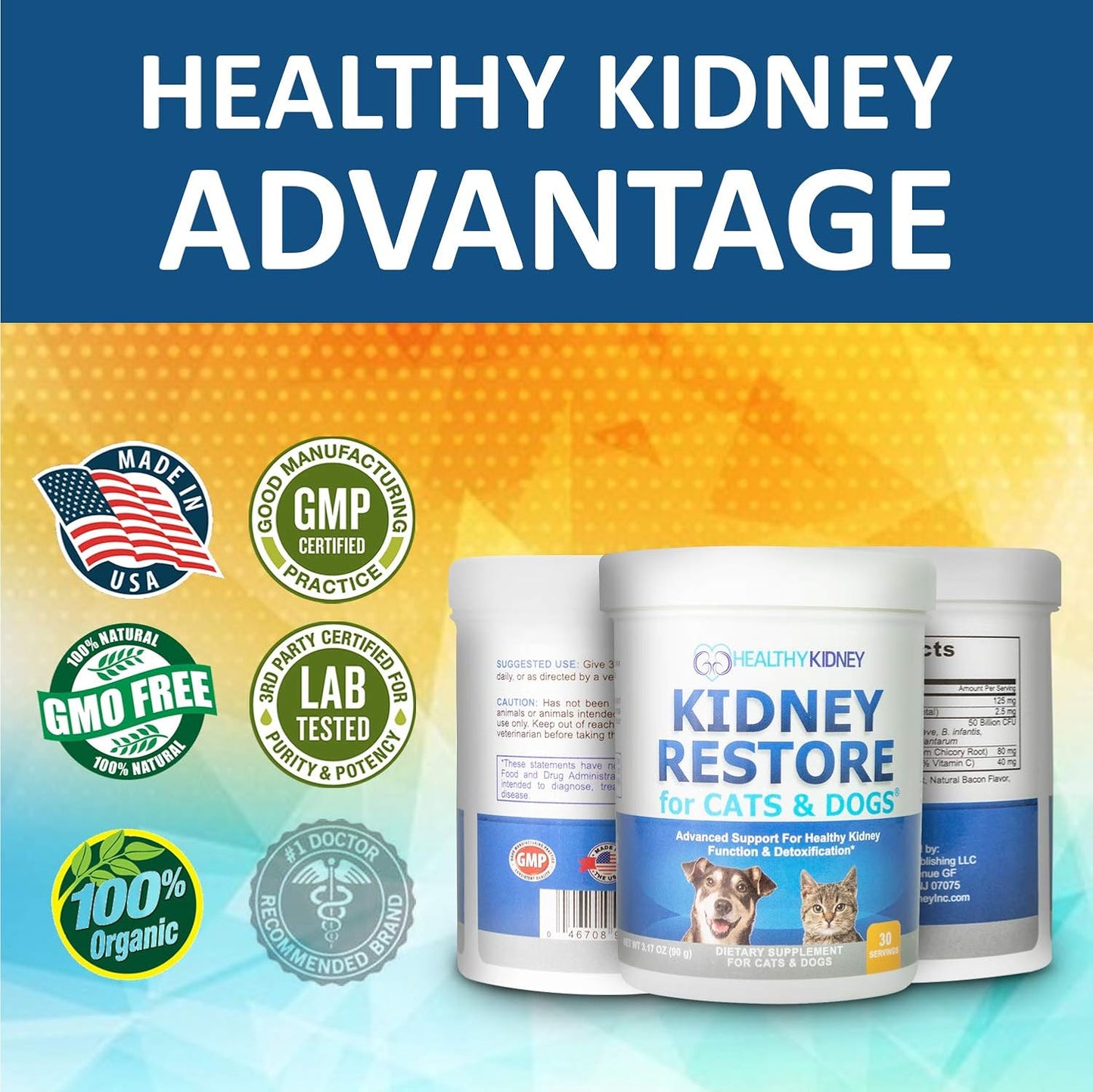 Pet Kidney Support Supplements for Cats and Dogs, Natural Renal Health Aid for Feline and Canine Urinary Tract Function, Easy to Add to Pets' Food for Optimal Health - Espot.com.au