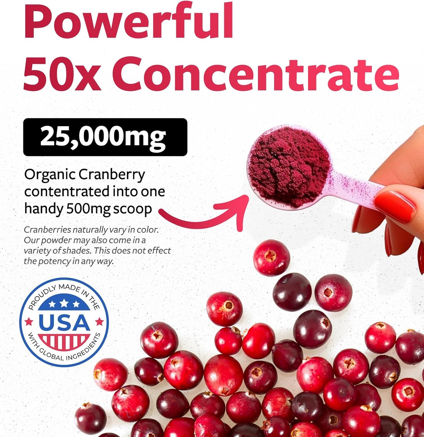 Organic Cranberry Concentrate Powder for Kidney Cleanse & UTI Support - Equivalent to 25,000mg Fresh Cranberries - Women's Vitamins - 100 Servings - Espot.com.au