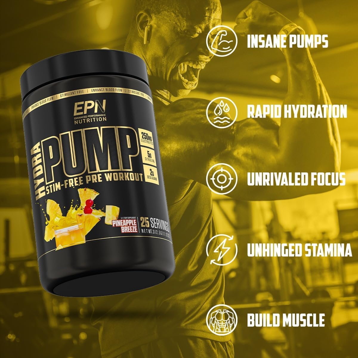 hydrapump-stimulant-free-pre-workout-powder-with-nitric-oxide-booster-electrolytes-nootropics---pineapple-blast-flavor---enhances-pumps-focus-stamina-muscle-growth-hydration-4