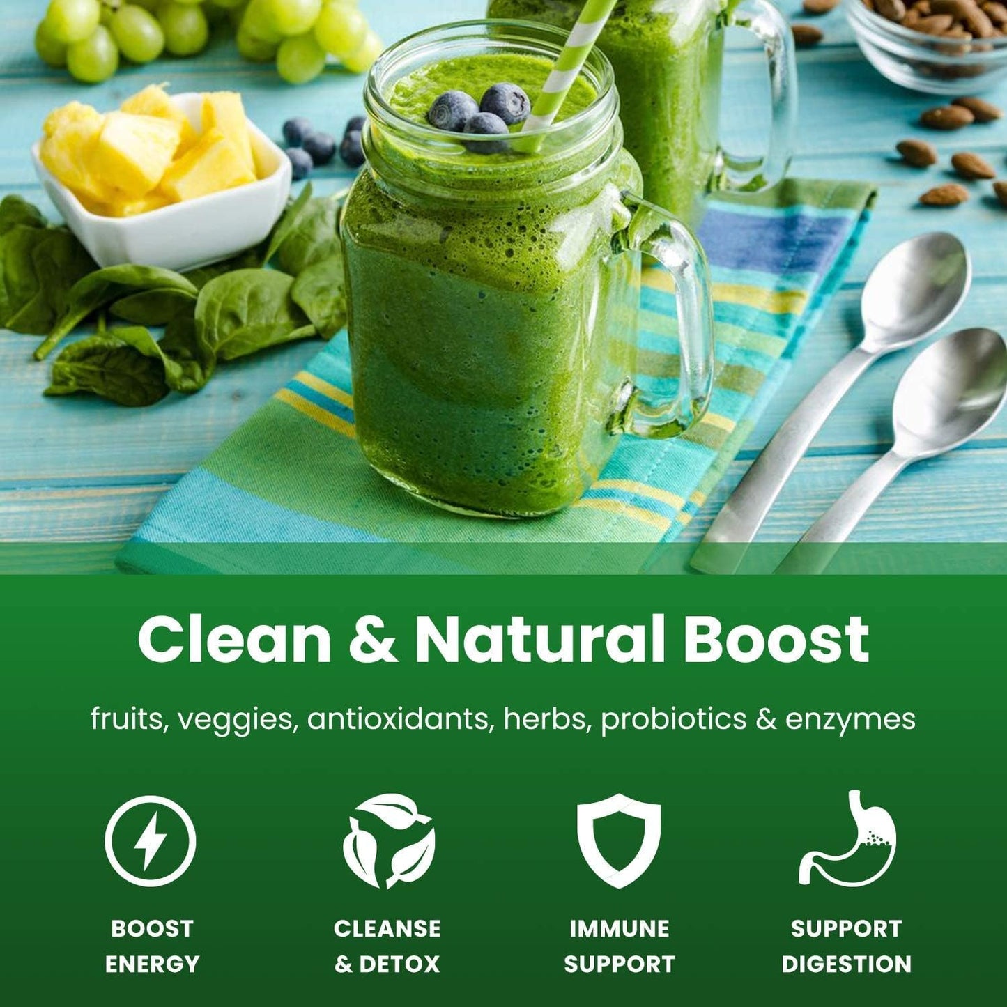 organic-super-greens-powder-with-20-green-veggie-foods---wheat-grass-spirulina-chlorella---antioxidant-digestive-enzyme-probiotic-blends---90-oz-berry-flavor-3