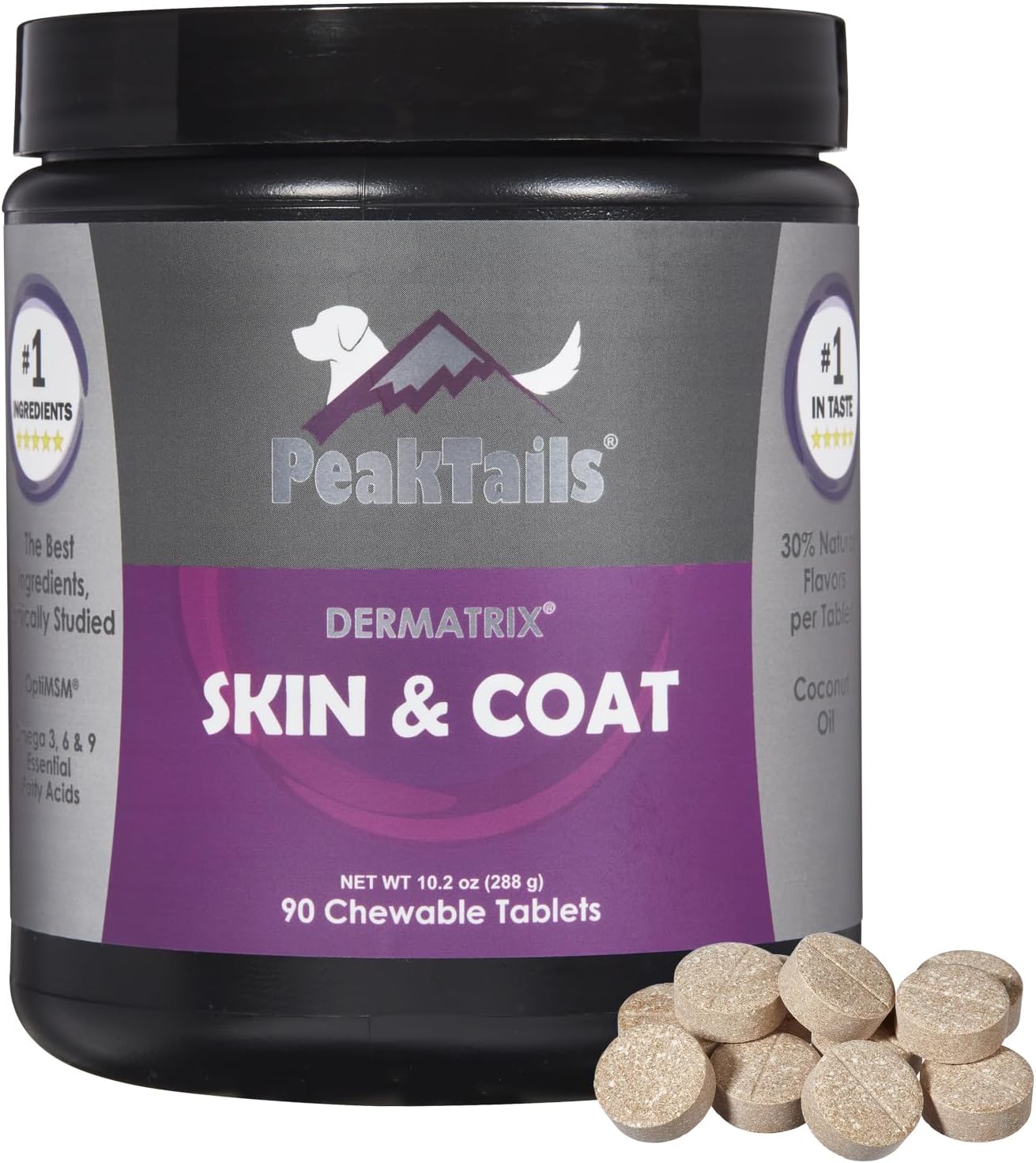 90-count-peaktails-dermatrix-tablets-for-dogs---supports-healthy-skin-reduces-shedding-with-msm-fish-oil-omega-3-6-1