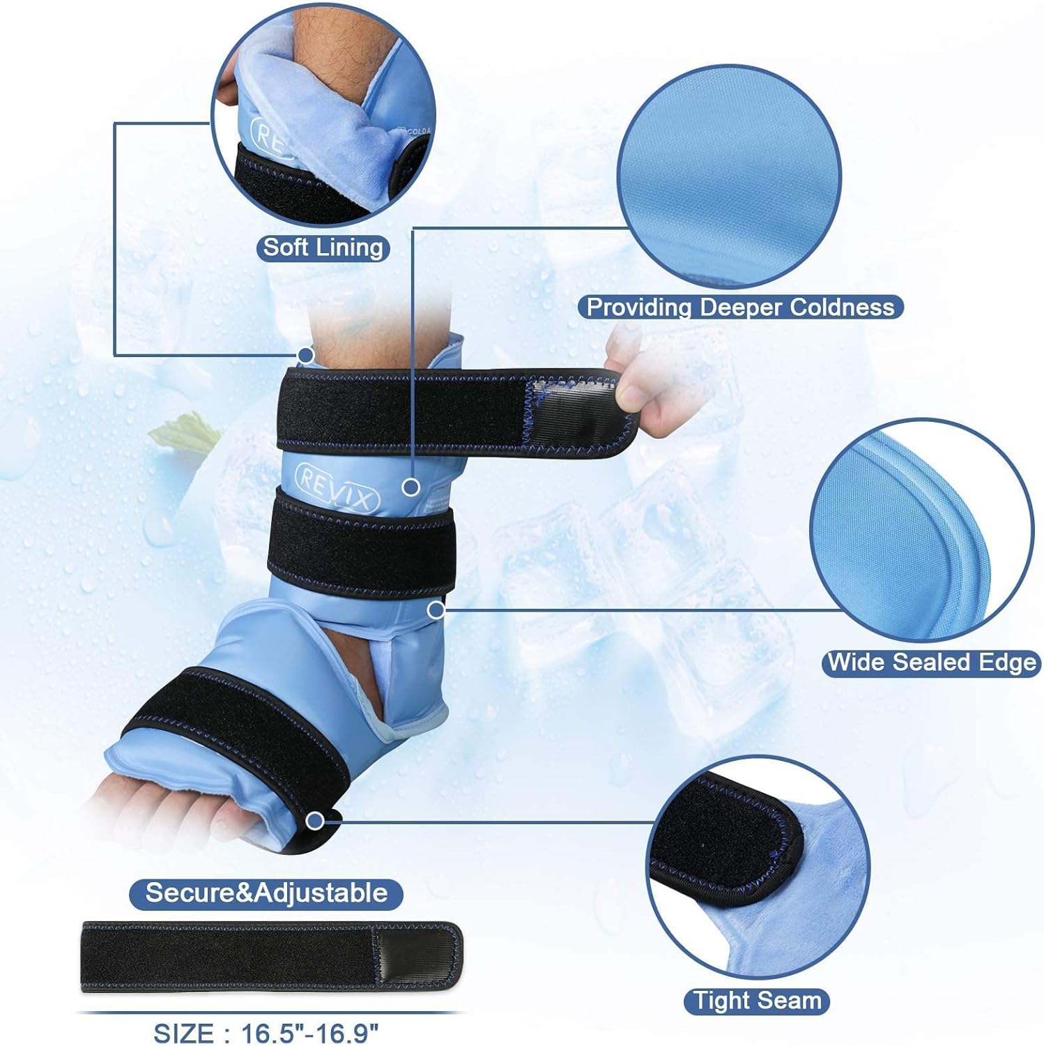 REVIX Reusable Gel Ice Wrap for Ankle and Knee Injuries - Pain Relief for Leg Injuries - Espot.com.au