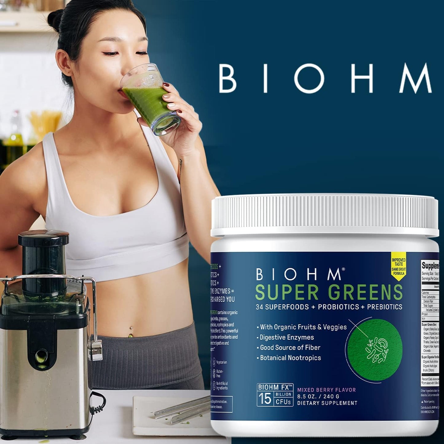 biohm-mixed-berry-super-greens-powder-with-digestive-enzymes---antioxidant-veggie-mix-with-34-superfoods-prebiotics-probiotics-and-spirulina-30-servings-8