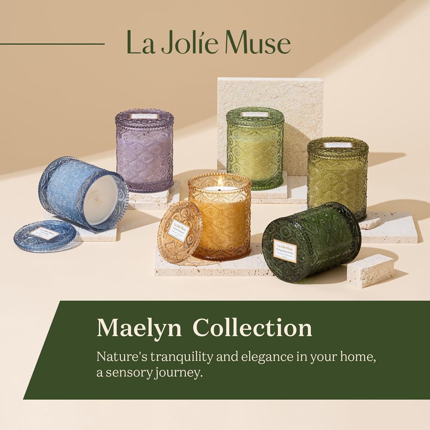 Lavender Scented Candle for Women - Jardin de Lavender Lilac Aromatherapy Candle Gift - 6 Oz, 40 Hour Burn Time - Home Scented Candle by LA JOLIE MUSE - Espot.com.au