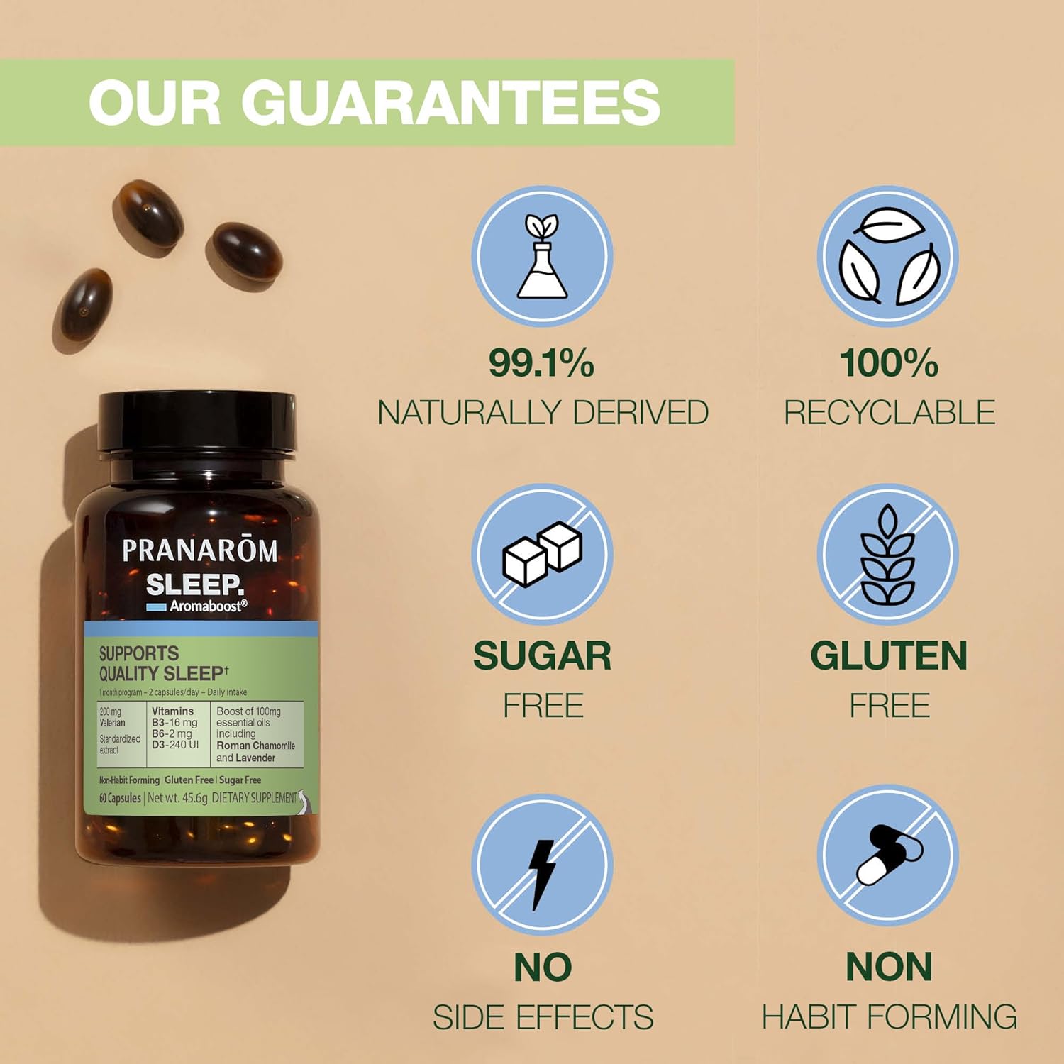 Pranarom Aromaboost Sleep Supplement - Valerian Extract, Vitamins B3, B6 & D3, Essential Oils - 60 Count - Quality Sleep Support - Espot.com.au