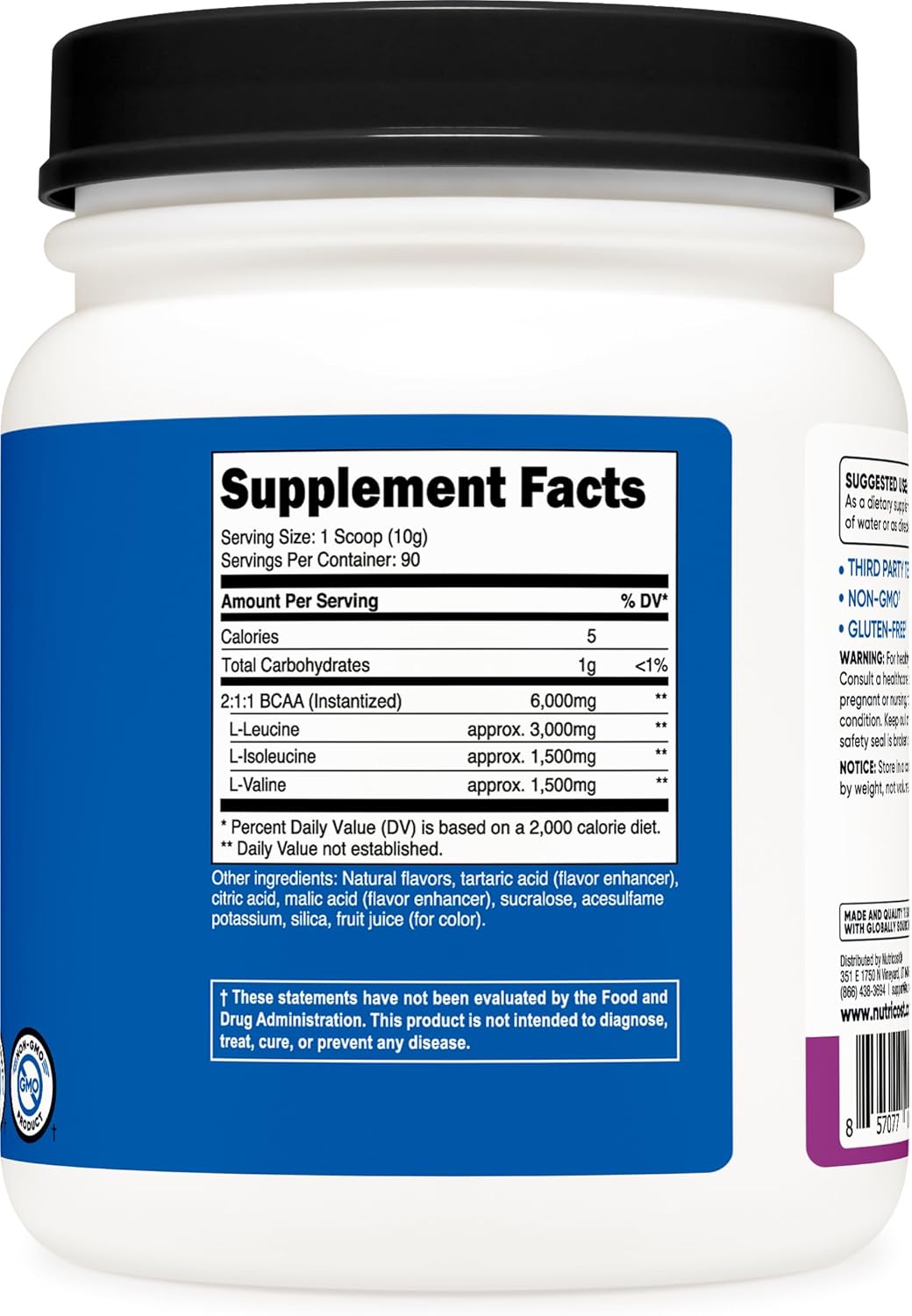 Nutricost Grape BCAA Powder - 90 Servings, 2:1:1 Ratio, Vegetarian, Non-GMO - Espot.com.au