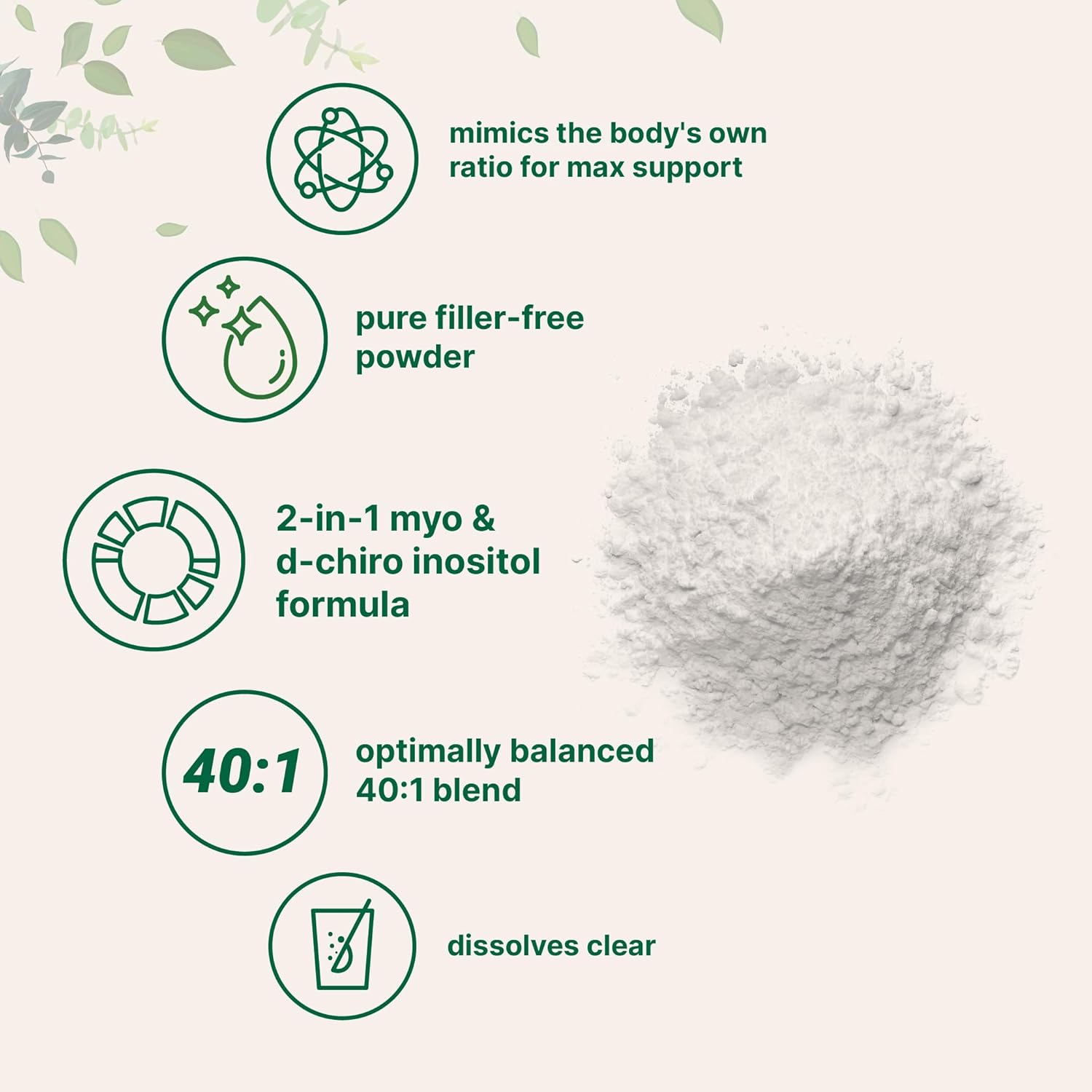 1lb Myo-Inositol & D-Chiro Inositol Powder - Hormonal Balance & Ovarian Health Support - 40:1 Ratio Inositol Supplement for Women - Non-GMO, Vegan - 221 Servings - Espot.com.au