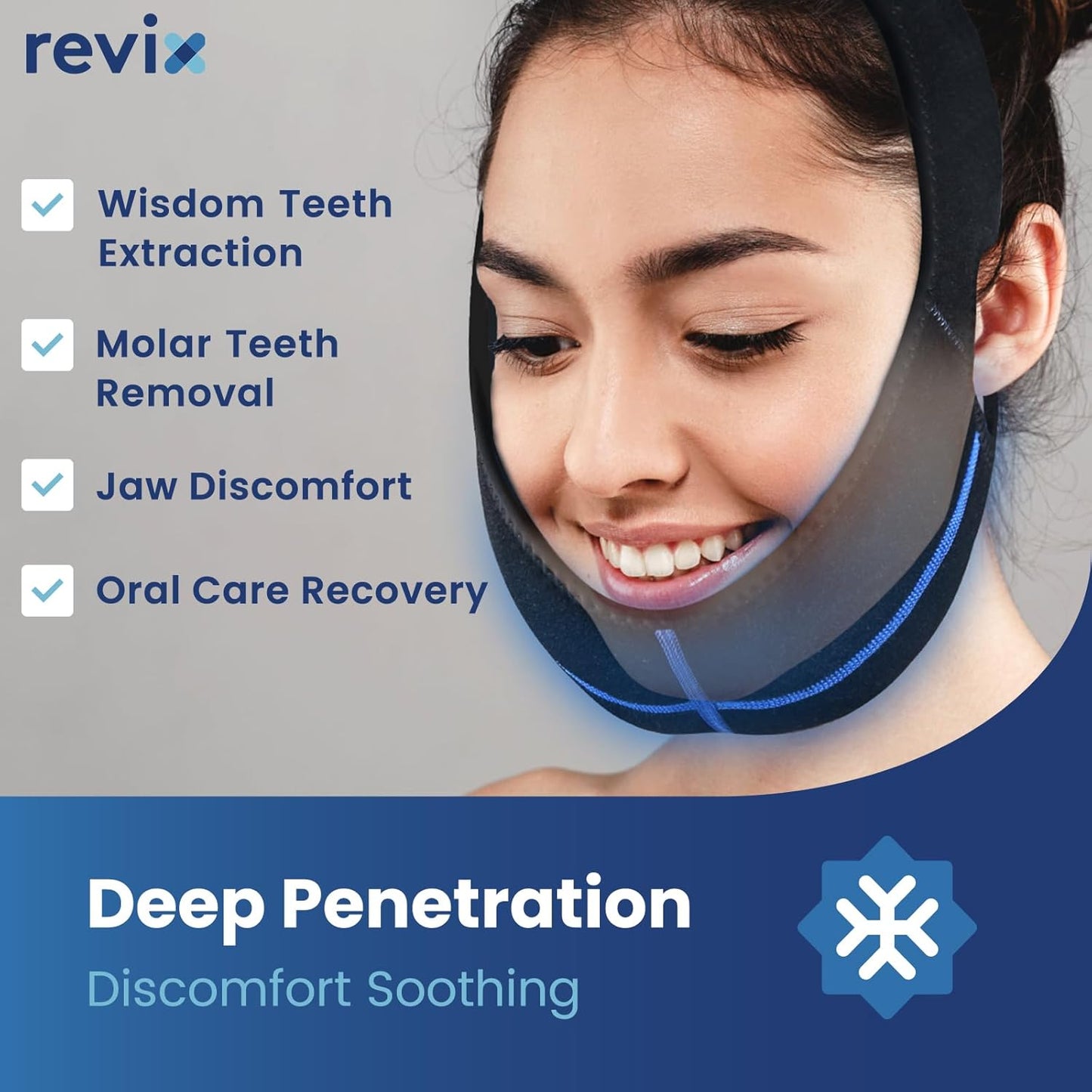 REVIX Wisdom Teeth Ice Pack Head Wrap for Oral Surgery Pain Relief - Jaw Ice Pack for TMJ, Tooth Extraction & Teeth Removed. 4 Hot Cold Gel Packs, Extra Snug Fit, Reusable - Black - Espot.com.au