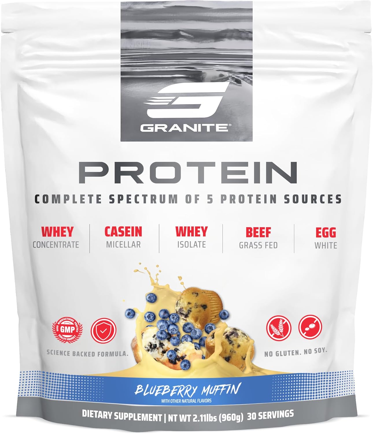 granite-protein-powder---blueberry-muffin-flavor-with-whey-isolate-concentrate---casein-blend-for-muscle-building-workout-recovery---23g-protein-from-5-sources---30-servings-1