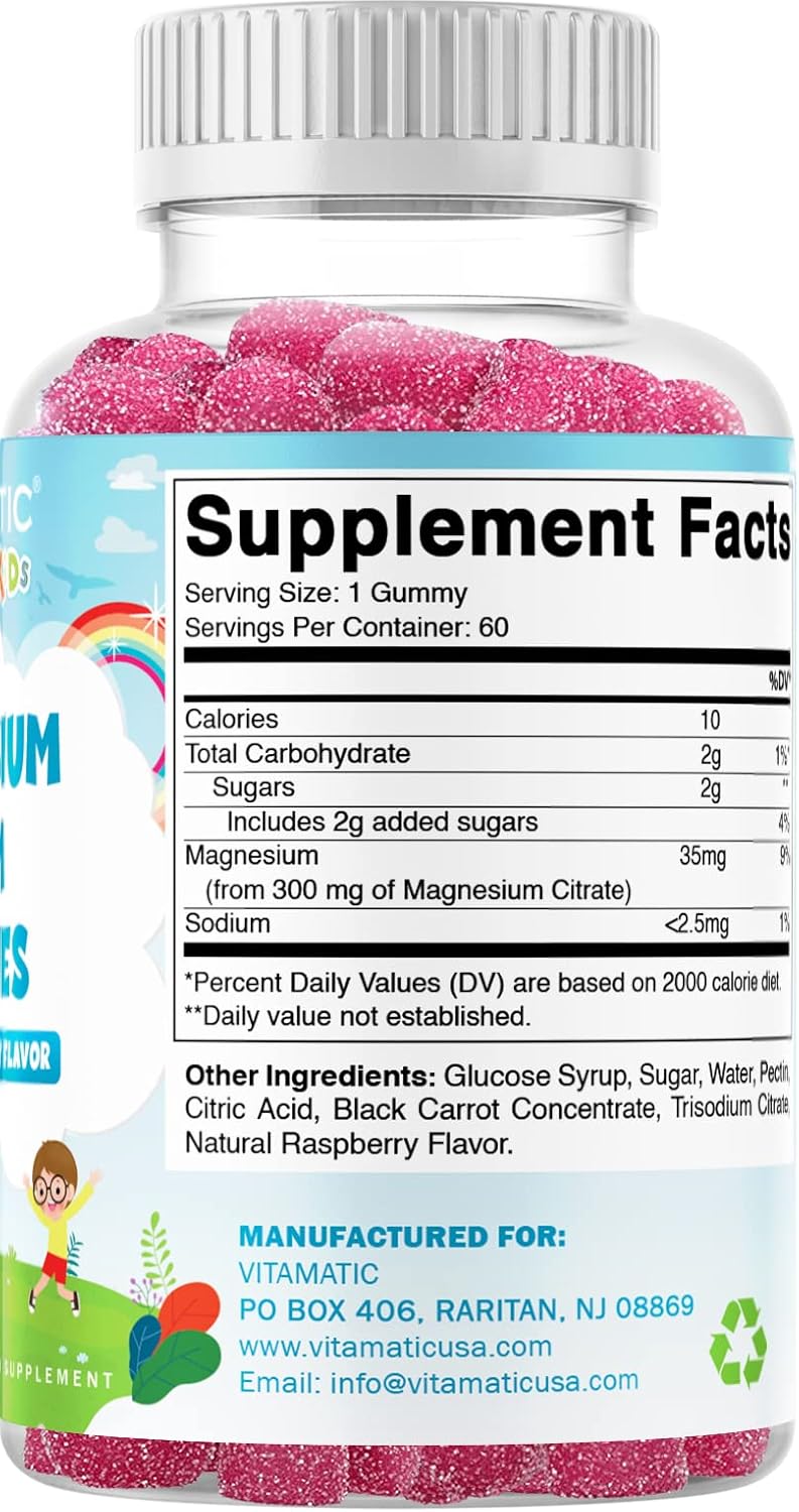 Kids Magnesium Calm Gummies - 60 Vegan Count - Promotes Healthy Muscle, Bone, and Energy Support - Delicious Taste - Espot.com.au