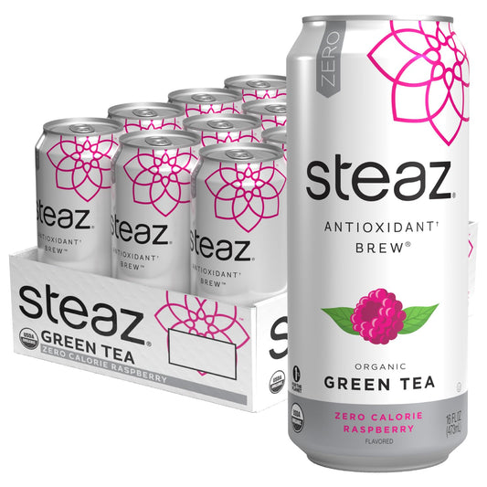 organic-zero-calorie-raspberry-green-tea-12-pack---antioxidant-brew-with-65mg-natural-caffeine-vitamin-c---stevia-sweetened-iced-tea---vegan-fair-trade---12-cans-16-fl-oz-1