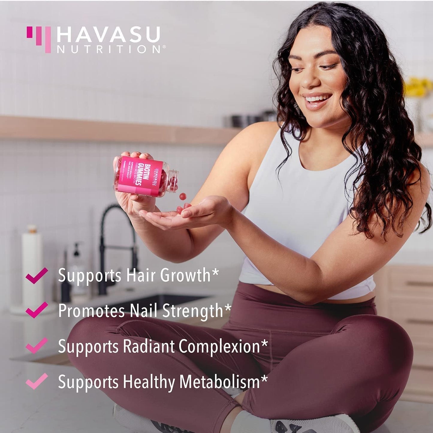 5000mcg Biotin Gummies for Hair, Skin, & Nails - Vegan Supplement - GLP-1 Nutritional Support - Promotes Healthy Hair & Skin - Vitamin B7 - Strawberry Flavor - 90 Count - Espot.com.au