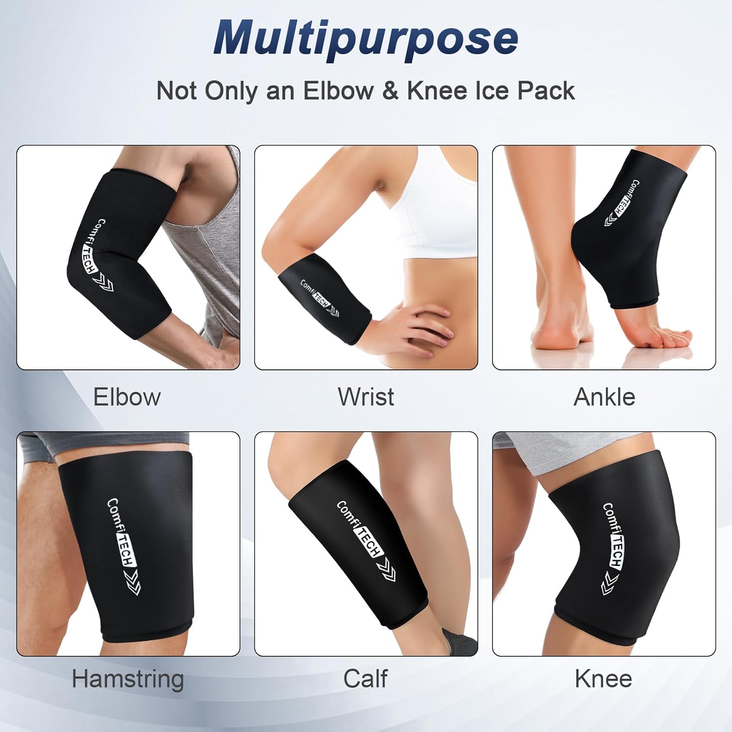Large Comfitech Elbow Ice Pack Wrap with Tennis Golfers Sleeve for Arm and Calf - Comfortable and Effective Relief - Espot.com.au