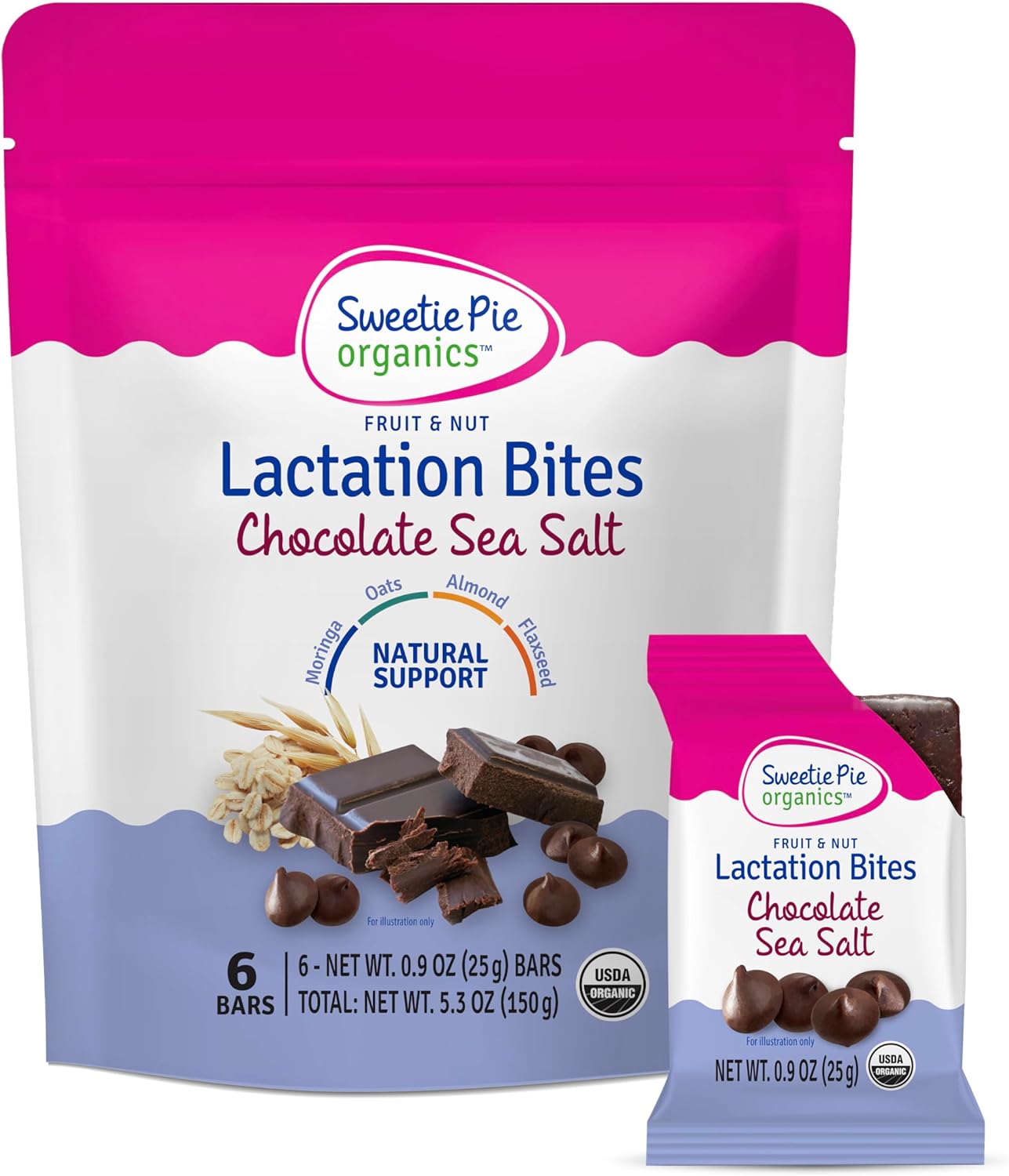 Organic Fruit & Nut Lactation Bites - Breastfeeding Support, Boost Milk Supply, Fenugreek-Free, Natural Galactagogues - Chocolate Sea Salt, 6 Pack - Espot.com.au