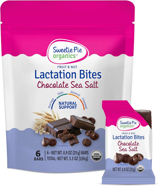 Organic Fruit & Nut Lactation Bites - Breastfeeding Support, Boost Milk Supply, Fenugreek-Free, Natural Galactagogues - Chocolate Sea Salt, 6 Pack - Espot.com.au