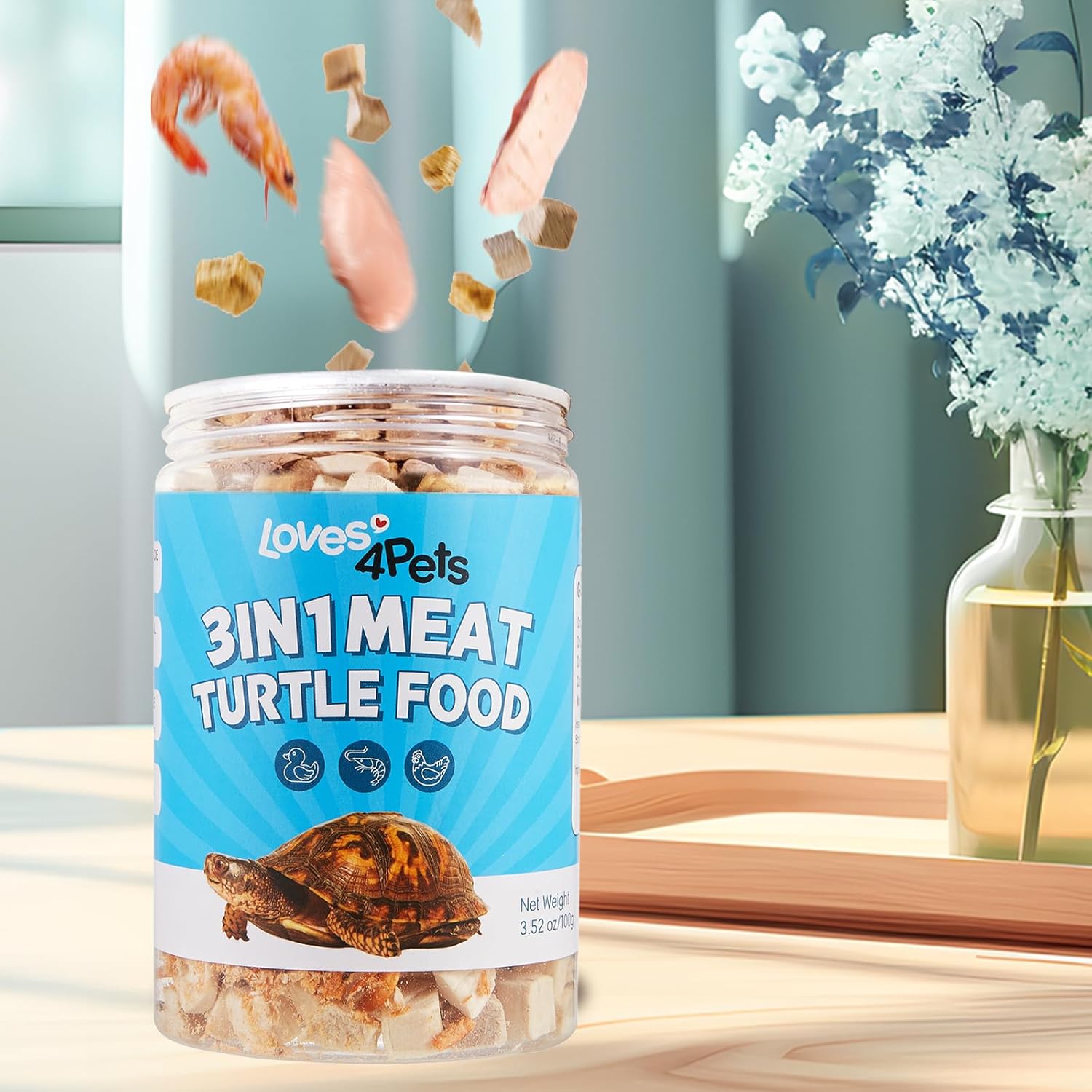 premium-3-in-1-freeze-dried-turtle-treats---chicken-duck-antarctic-krill---natural-box-aquatic-turtle-food---human-grade-quality---ideal-for-baby-turtles-2