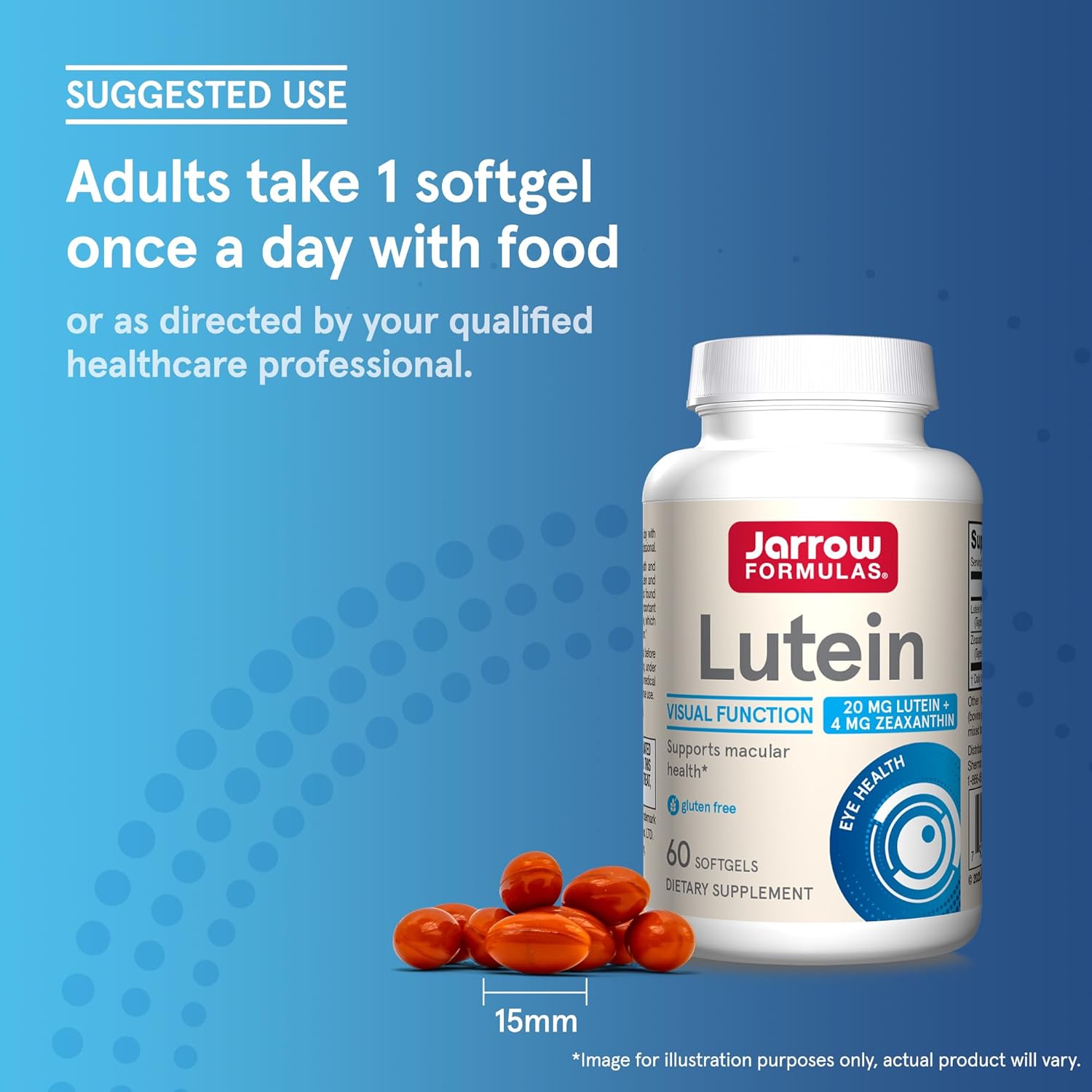 Jarrow Formulas Lutein 20mg with Zeaxanthin Softgels - Visual Function & Macular Health Support - 60 Day Supply - Espot.com.au