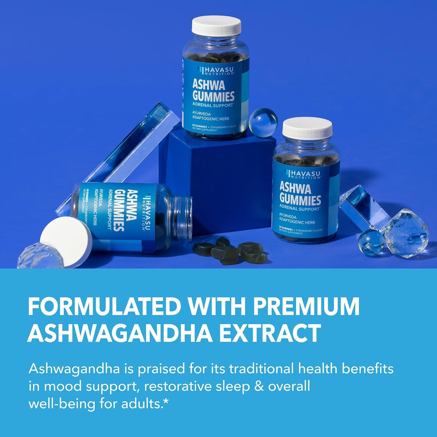 Vegan Ashwagandha Gummies for Stress Relief & Mood Support - Non-GMO Supplement for Relaxation - Withania Somnifera for Better Sleep & Emotional Balance - 1-Month Supply, Strawberry Flavor - Espot.com.au