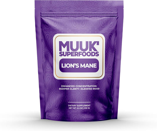 Organic Lion's Mane Mushroom Powder by MUUK' SUPERFOODS - Premium Quality Supplement for Cognitive Health and Immune Support - Espot.com.au