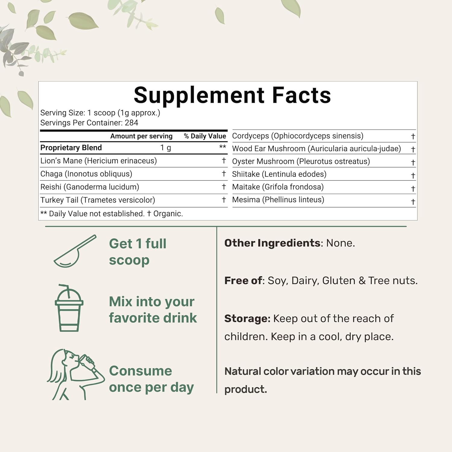 organic-mega-mushroom-10-in-1-complex-formula-powder---immune-system-booster---10oz-284-days-supply---chaga-lions-mane-cordyceps-reishi-more---vegan-filler-free-3