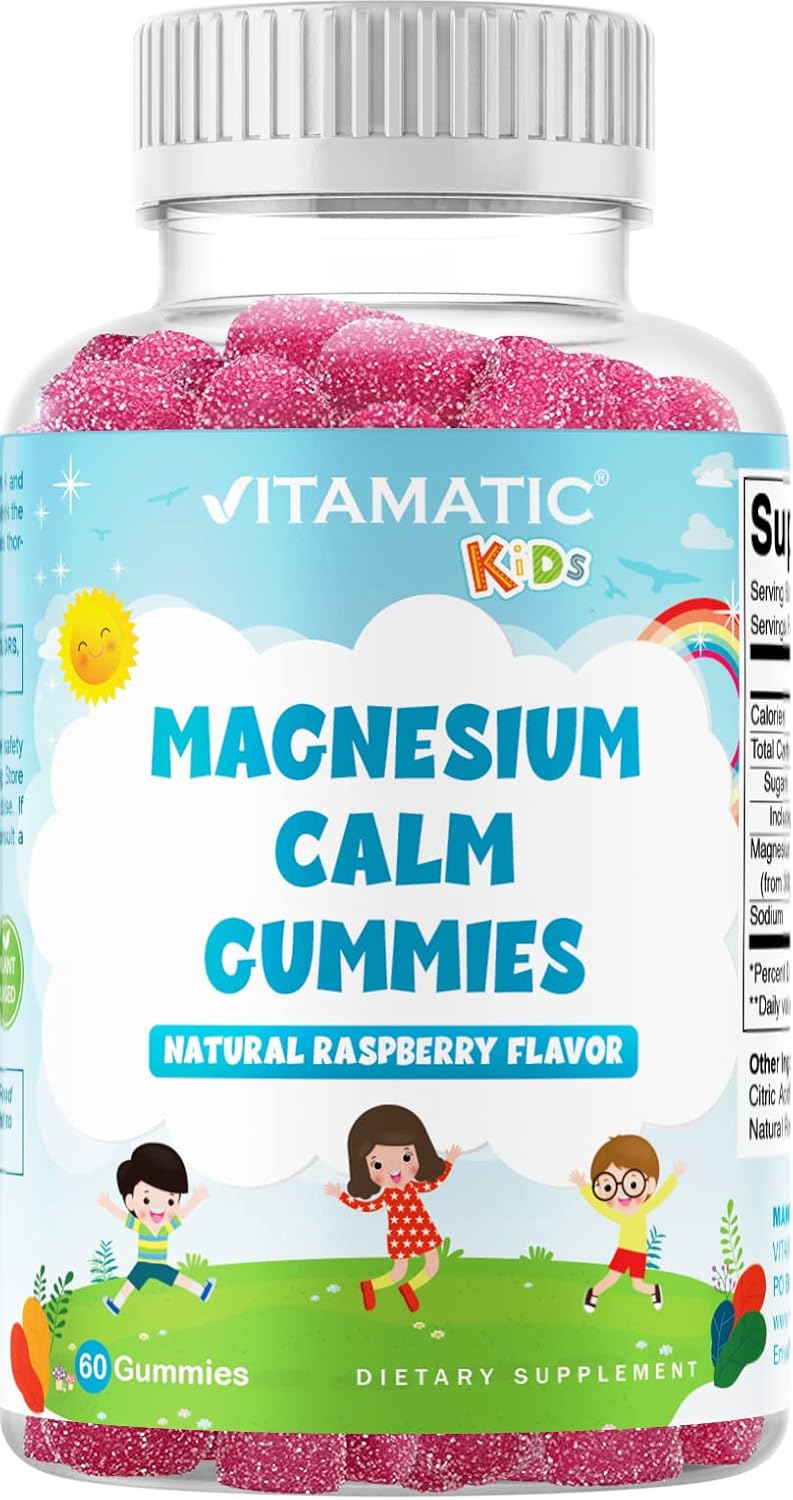 Kids Magnesium Calm Gummies - 60 Vegan Count - Promotes Healthy Muscle, Bone, and Energy Support - Delicious Taste - Espot.com.au