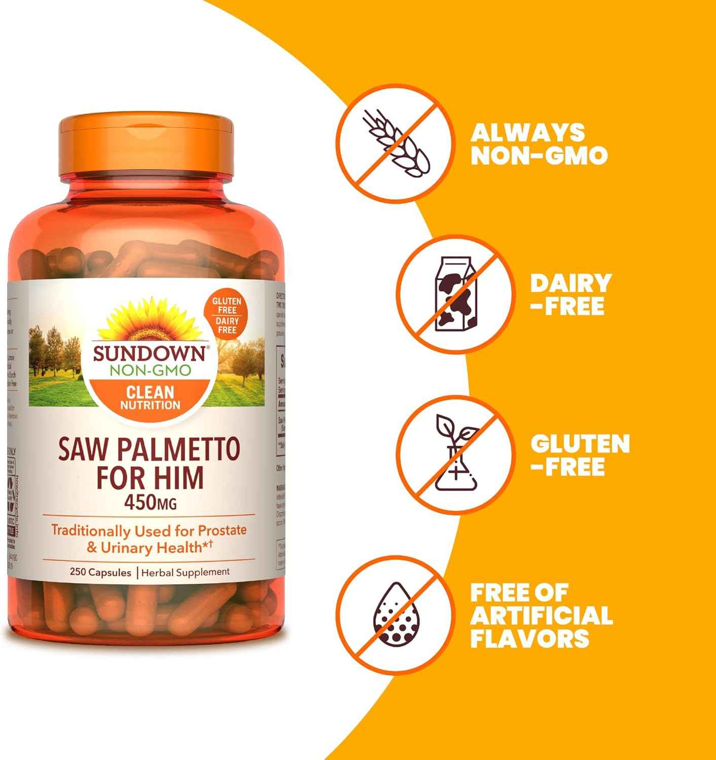 Men's Health Support: Sundown Saw Palmetto Supplement - 250 Capsules