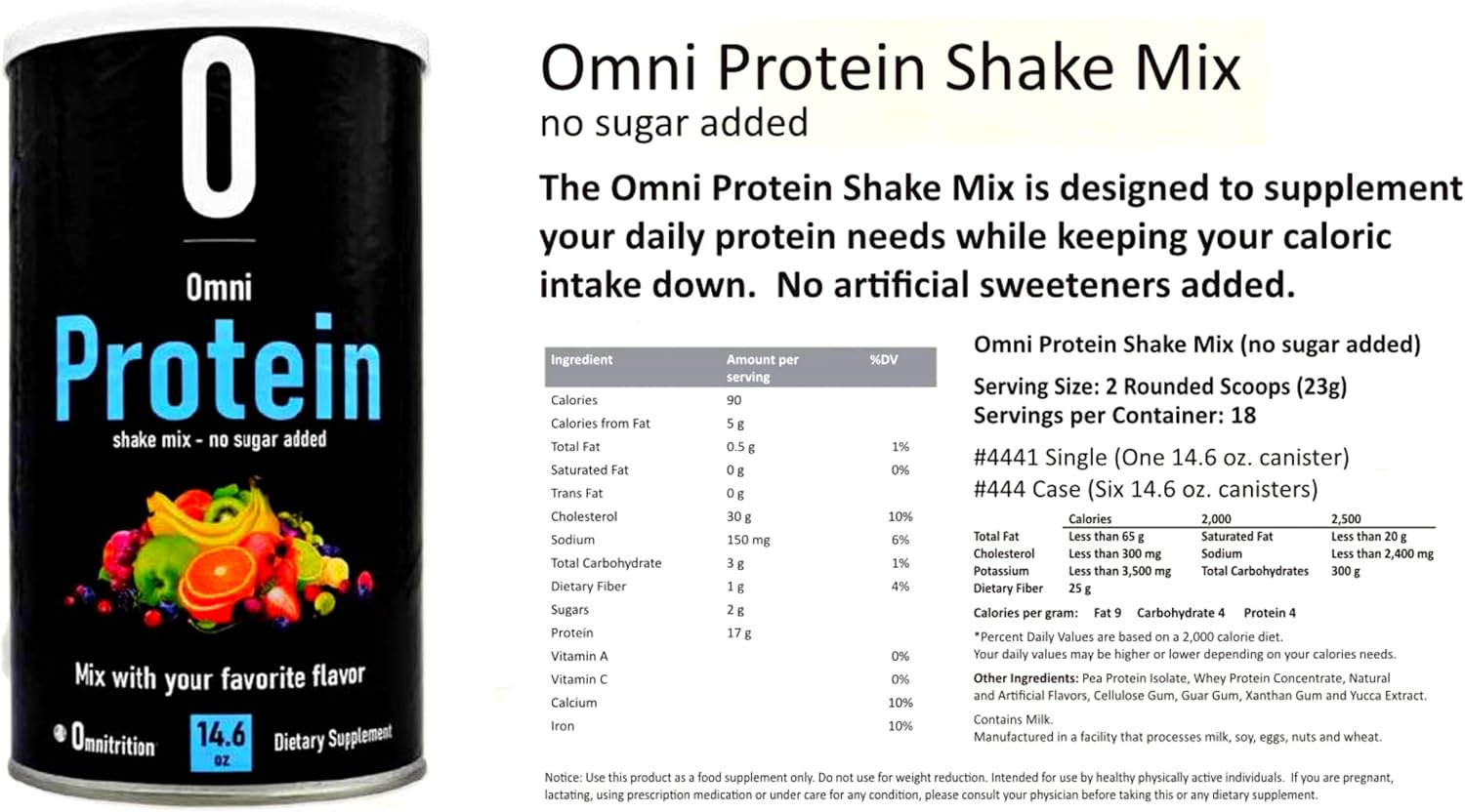 Omnitrition Omni Protein Shake Mix (Unflavored, No Sugar Added) - 14.6 oz by Artist Unknown - Espot.com.au
