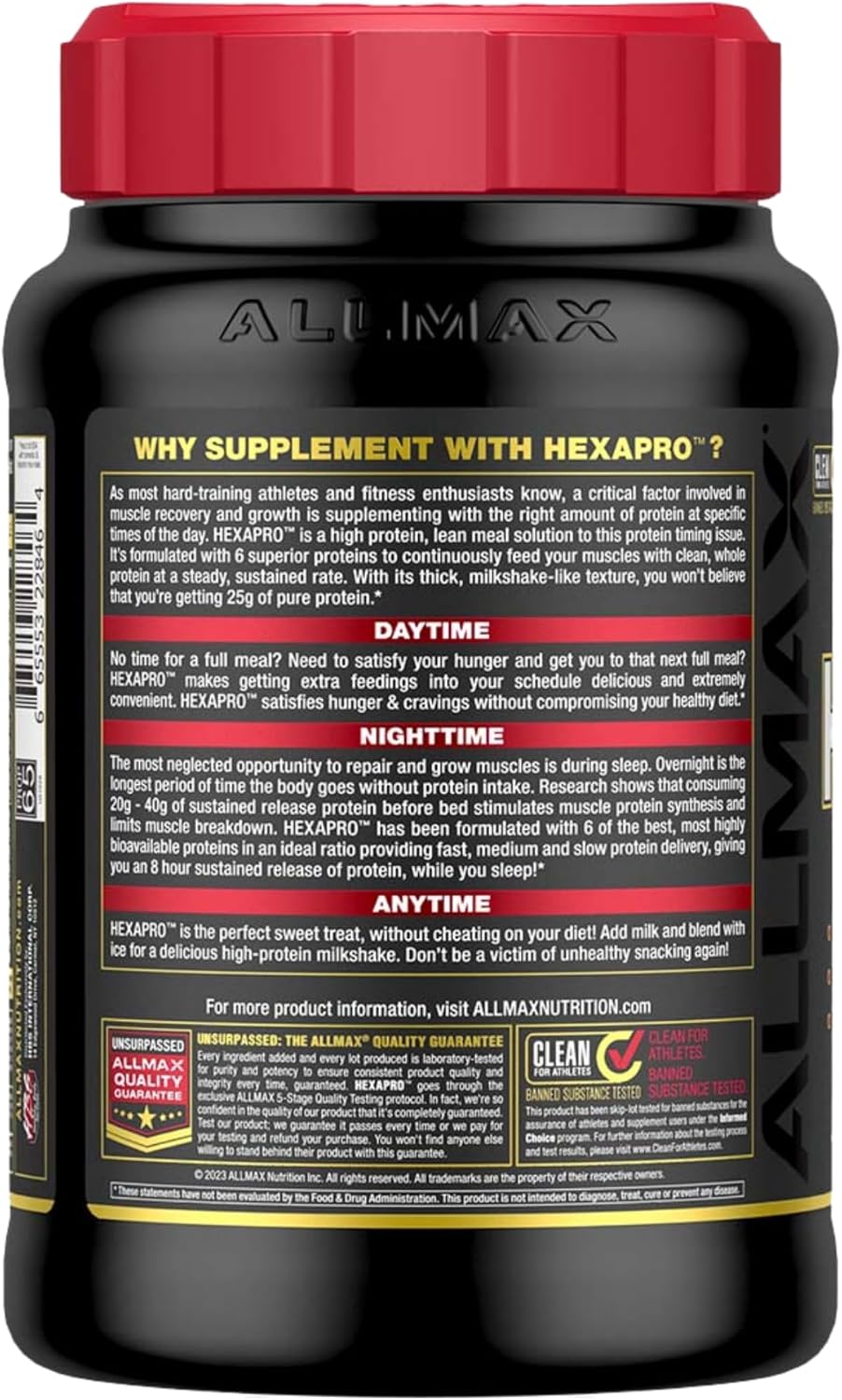 allmax-nutrition-hexapro-french-vanilla-protein-powder---2-lb---25g-protein-per-serving---8-hour-sustained-release---zero-sugar---21-servings-9