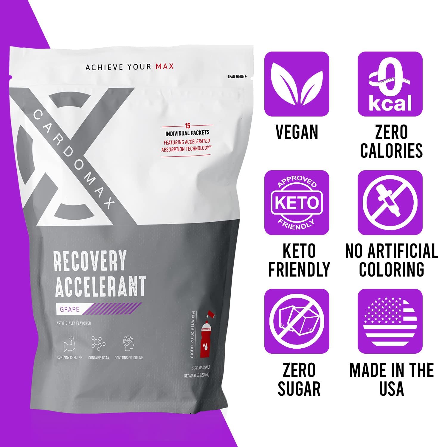 cardomax-grape-recovery-accelerant-liquid-water-flavoring---bcaas-glutamine-creatine-vitamin-c---keto-vegan-sugar-free---muscle-recovery-drink-7