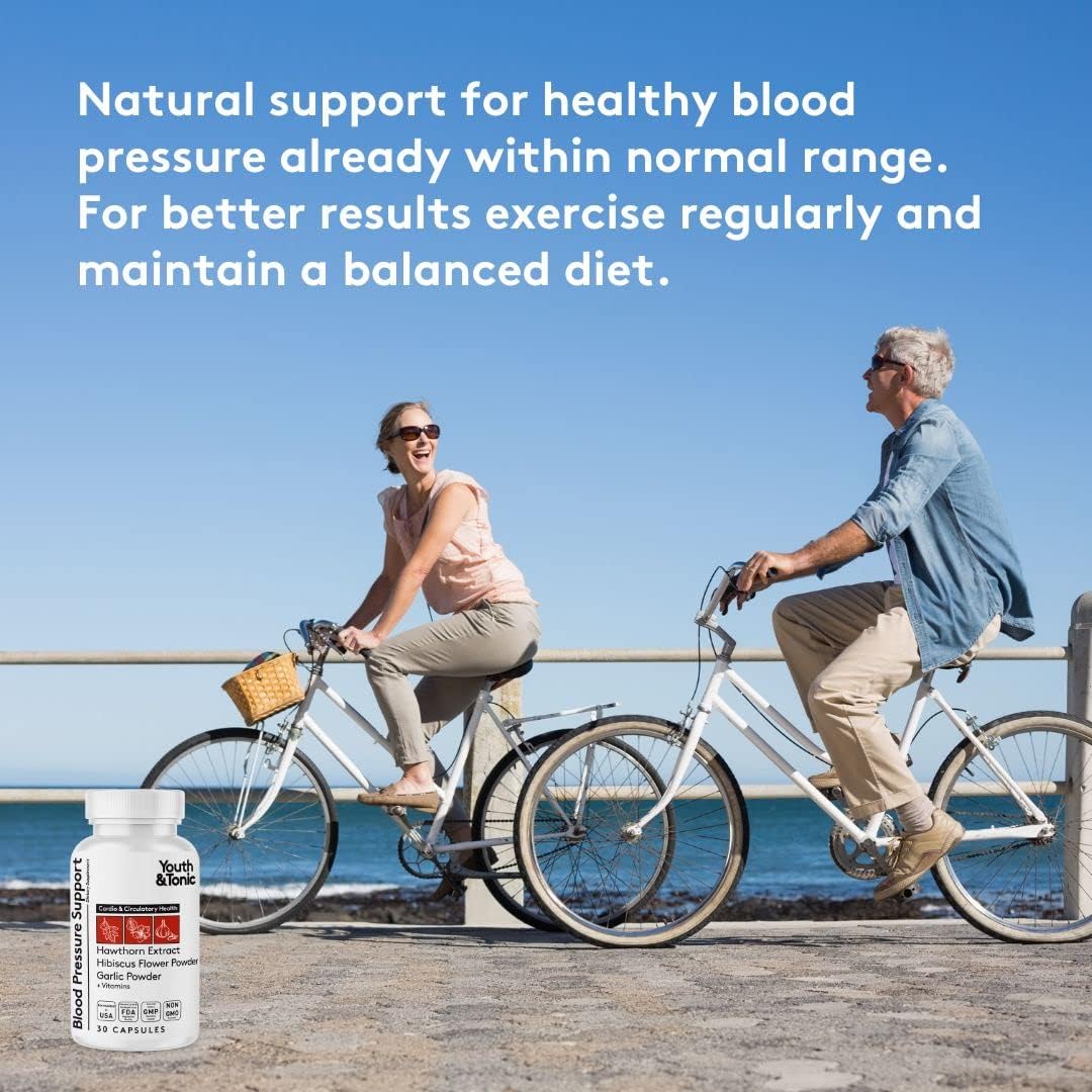 Natural Blood Pressure Support Supplement with Hawthorn, Hibiscus, High Potency Diuretic Herbs & Vitamins - 30 Capsules for Water Retention - Maintain Good Health for Women & Men - Espot.com.au