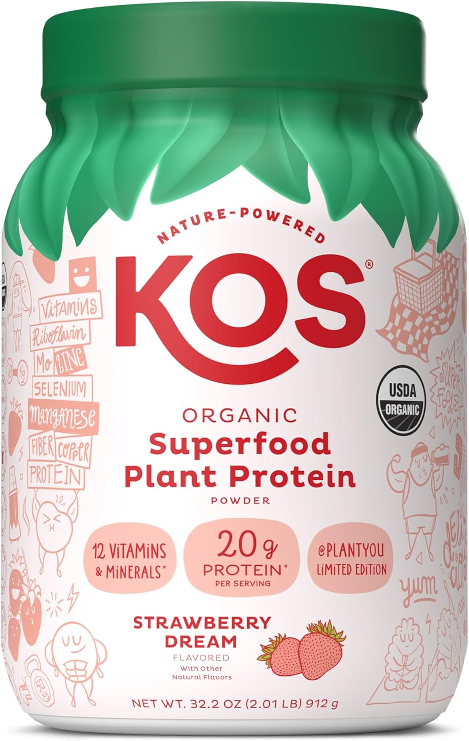 organic-strawberry-dream-plant-protein-powder---vegan-superfood-blend-for-women-men---rich-in-vitamins-minerals---dairy-soy-gluten-free---24-servings-1