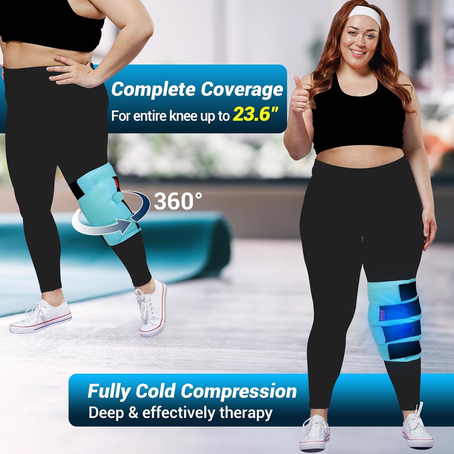 Large Knee Ice Pack Wrap with Reusable Gel - FSA HSA Eligible, Full Coverage Cold Compression Brace for Pain Relief, Injuries, Arthritis, ACL, Surgery - 23.6"x11.8 - Espot.com.au