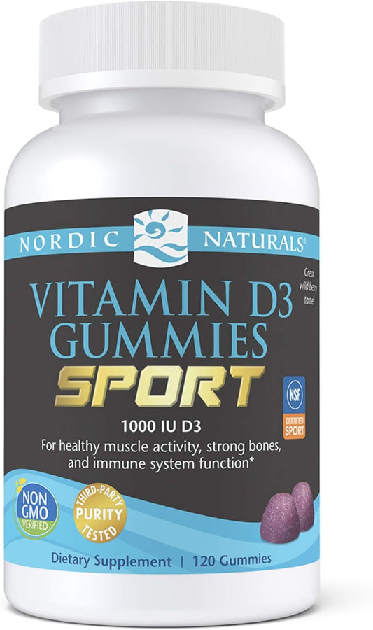 NSF Certified Nordic Naturals Wild Berry Vitamin D3 Gummies - 120 Servings of 1000 IU - Non-GMO, Healthy Bones, Mood & Immune Support - Espot.com.au
