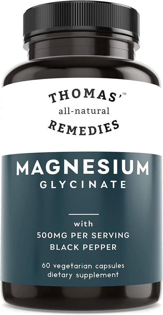 High Absorption Magnesium Glycinate Supplements for Muscle and Bone Support - 60 Vegan Capsules, All-Natural Dietary Supplements with No Fillers, Non-GMO - Espot.com.au