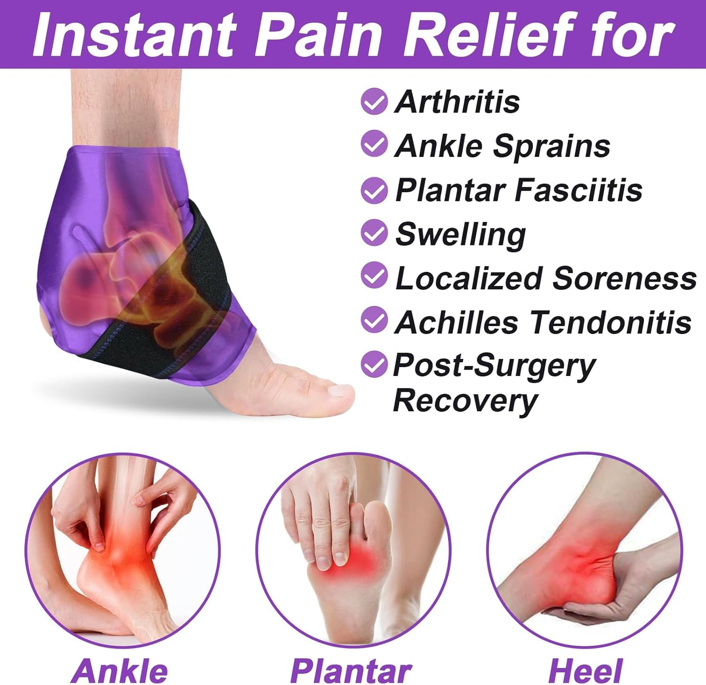 Ankle Ice Pack Wrap for Swelling and Pain Relief - Reusable Cold Compress Therapy for Ankle Injuries, Sprains, Achilles, Tendonitis, Plantar Fasciitis - AiricePac 2 - Espot.com.au