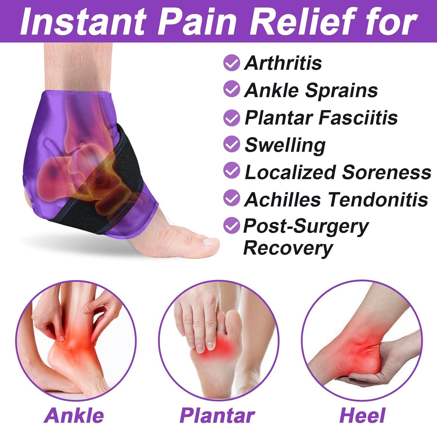 Ankle Ice Pack Wrap for Swelling and Pain Relief - Reusable Cold Compress Therapy for Ankle Injuries, Sprains, Achilles, Tendonitis, Plantar Fasciitis - AiricePac 2 - Espot.com.au