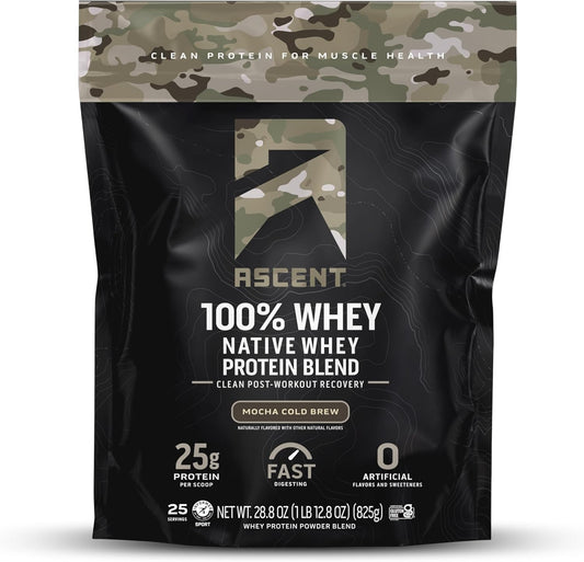 Premium 100% Whey Protein Powder - Post Workout Isolate, Zero Artificial Ingredients, Gluten Free, Military Exclusive, Mocha Cold Brew Flavor - Espot.com.au